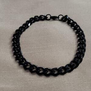 Men's black stainless steel chunky curb chain bracelet